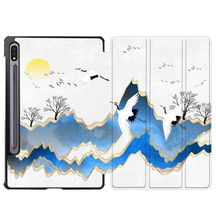 EG coque pour Samsung Galaxy Tab S8+ 12.4" (2022) - bleu - oiseau grue