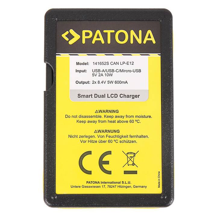 PATONA Canon Dual LCD Chargeur de caméra (600 mAh)