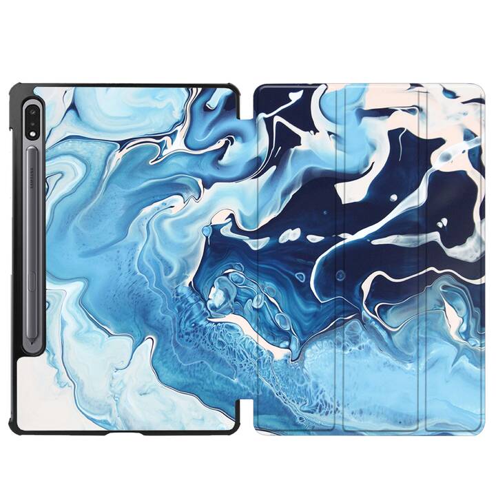 EG coque pour Samsung Galaxy Tab S8+ 12.4" (2022) - bleu - marbre