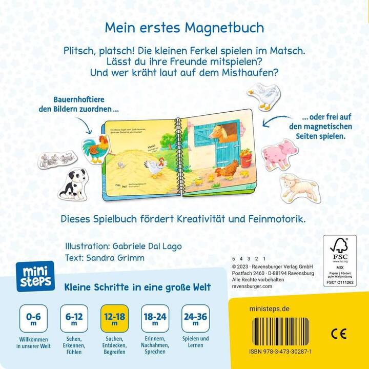 ministeps: Mein erstes Magnetbuch: Wer spielt mit wem? Bauernhoftiere