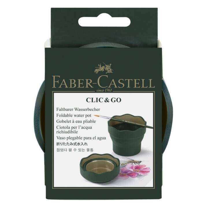 FABER-CASTELL Wasserbecher Clic & Go (10 cm x 10 cm, Gold, Grün)