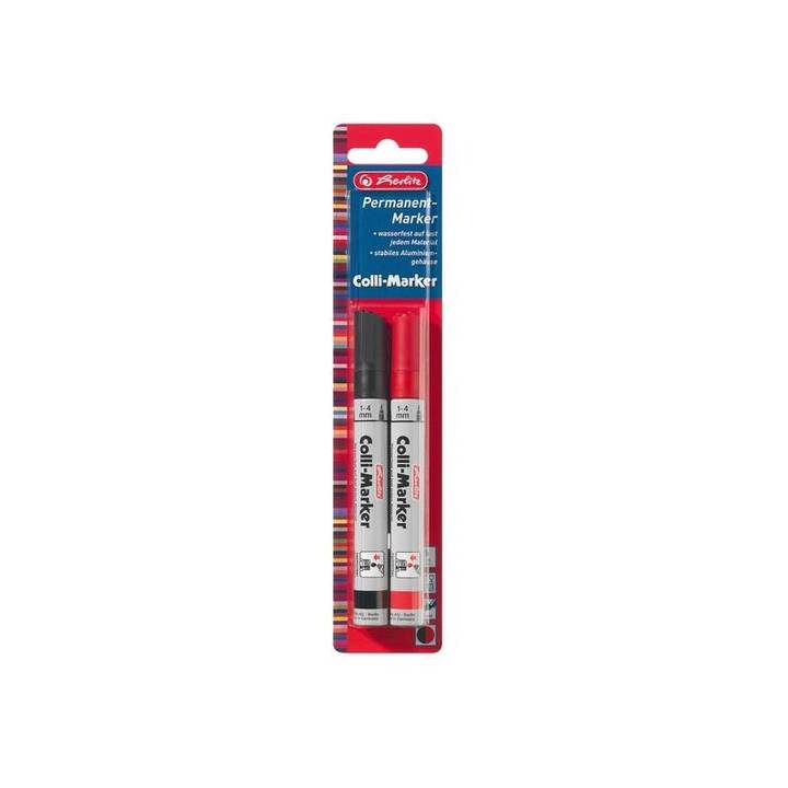 HERLITZ Pennarello indelebile Colli  (Rosso, Nero, 2 pezzo)