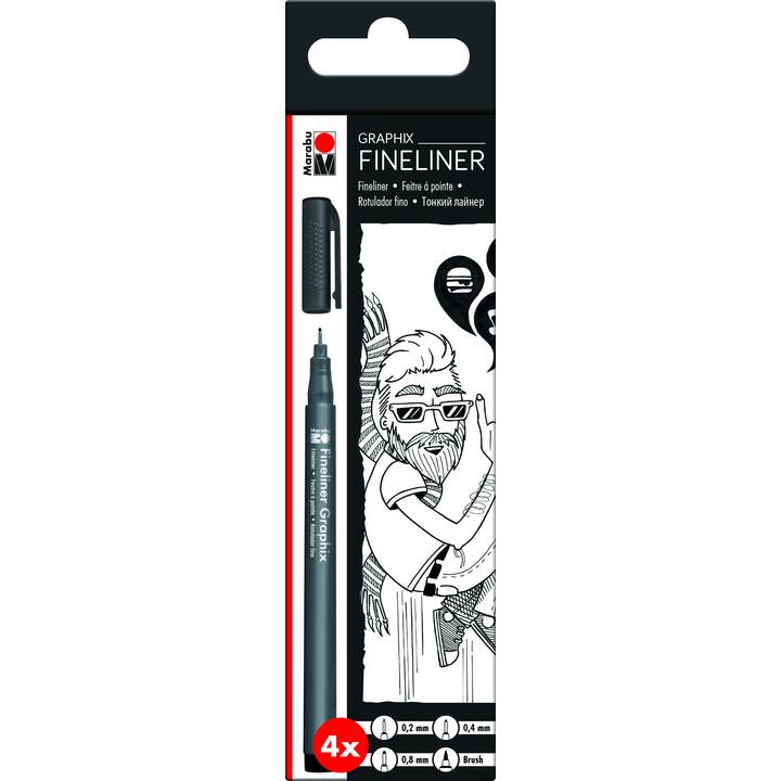 MARABU Graphix Penna a fibra (Nero, 4 pezzo)