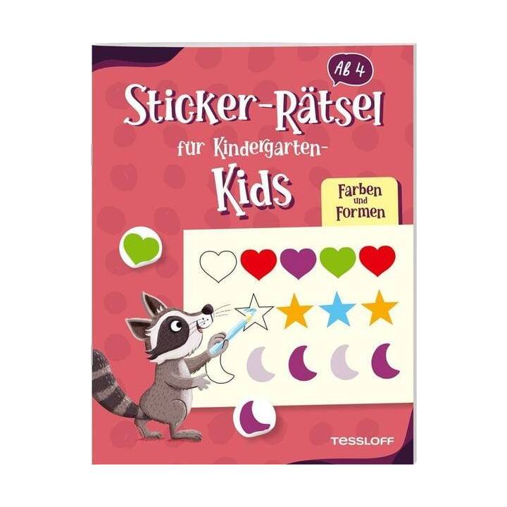Sticker-Rätsel für Kindergarten-Kids. Farben und Formen