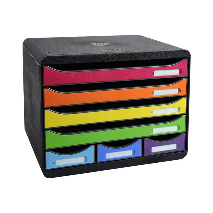 EXACOMPTA Boite à tiroirs de bureau (270 mm  x 355 mm  x 271 mm, Noir, Multicolore)