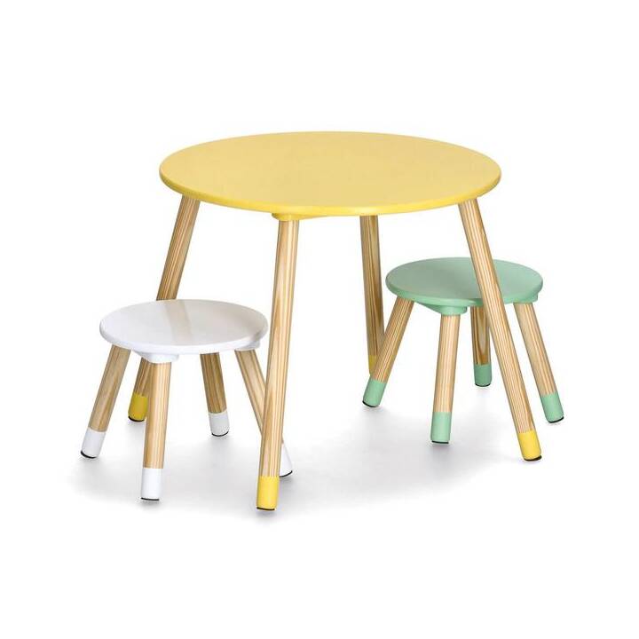 ZELLER PRESENT Set di tavoli e sedie per bambini (Giallo, Marrone, Natura, Turchese, Bianco, Multicolore)