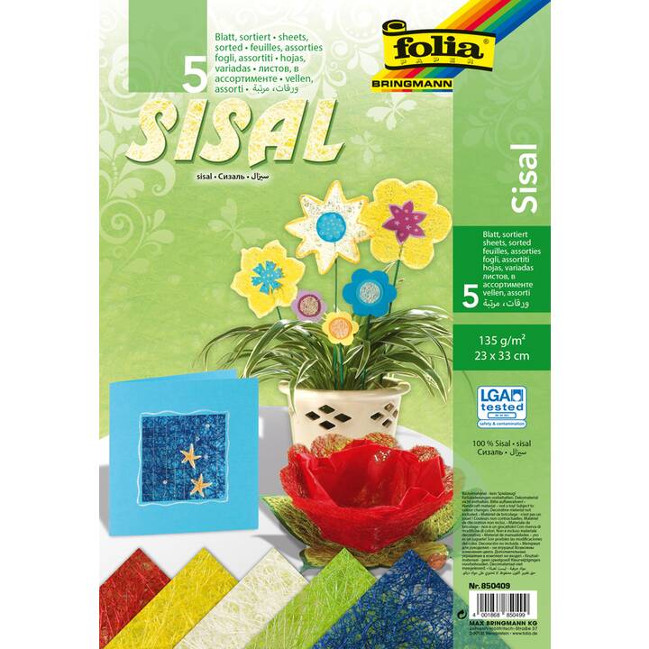 FOLIA Spezialpapier Sisal (Mehrfarbig, 5 Stück)