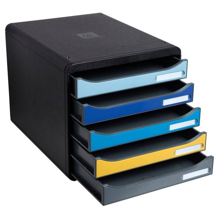 EXACOMPTA Boite à tiroirs de bureau BeeBlue (A4, Noir, Bleu, Multicolore)
