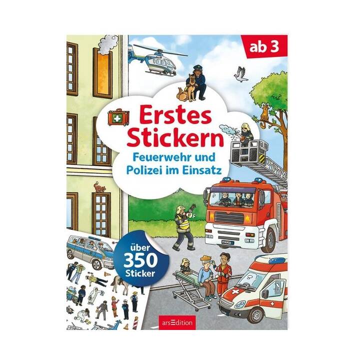 ARS EDITION Stickerbuch Erstes Stickern – Feuerwehr und Polizei im Einsatz (Mehrfarbig)