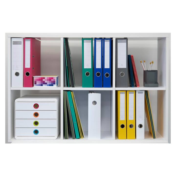 EXACOMPTA Büroschubladenbox POP-BOX Classic (27.8 cm  x 34.7 cm  x 26.7 cm, Blau, Magenta, Orange, Grün, Weiss)