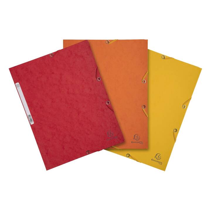 EXACOMPTA Cartellina con elastico Aquarel (Giallo, Arancione, Rosso, A4, 3 pezzo)