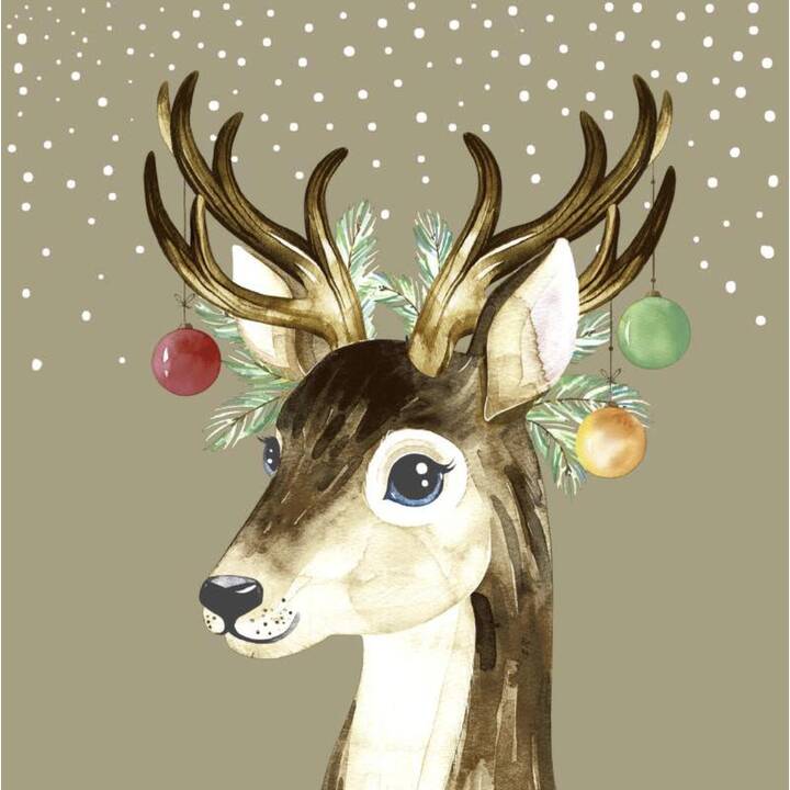 PAPER + DESIGN GMBH TABLETOP Serviette en papier Deer Baubles (24 cm x 24 cm, 20 pièce)