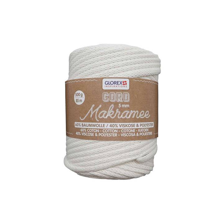 GLOREX Makramee-Kordel (500 g, Cream, Weiss)