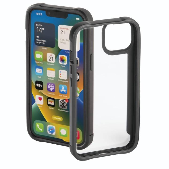 HAMA Backcover Metallic Frame (iPhone 14 Plus, Transparent, Black)