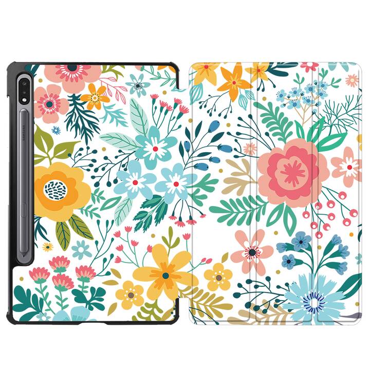 EG coque pour Samsung Galaxy Tab S8+ 12.4" (2022) - vert - fleurs