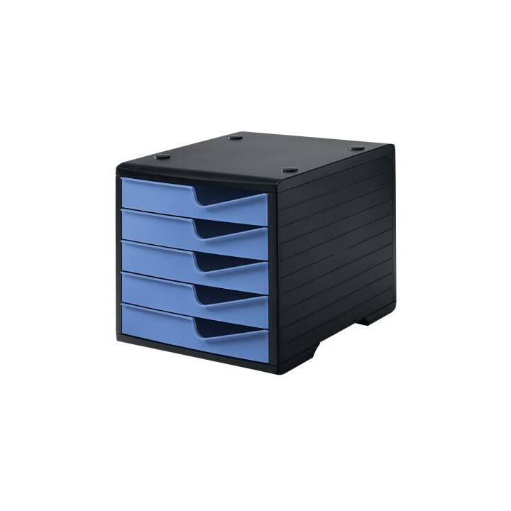 STYRO Büroschubladenbox SwingBox (A4, 27 cm  x 34 cm  x 25.5 cm, Blau, Schwarz)