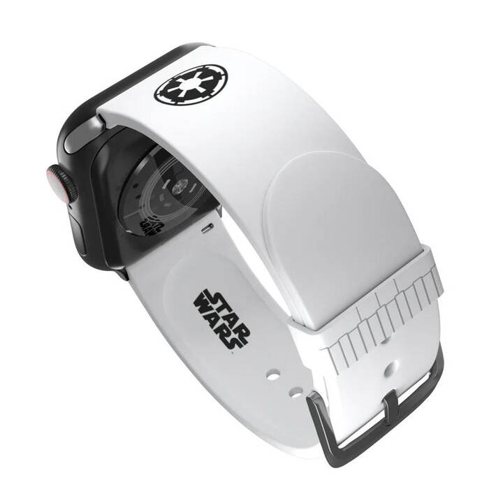 MOBY FOX Star Wars Stormtrooper Armband (Apple Watch Ultra / Series 7 / Series 2 / Series 5 / Series 8 / SE / Series 1 / Series 3 / Series 6 / Series 4, Schwarz, Weiss)