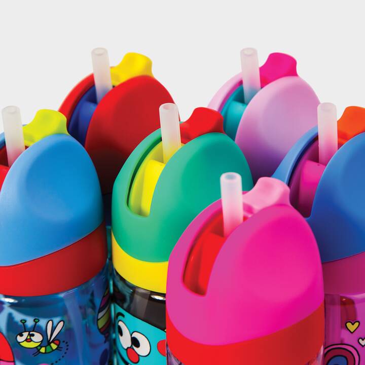 RACHEL ELLEN Bottiglia per bambini Unicorn (0.35 l, Transparente, Blu, Multicolore)