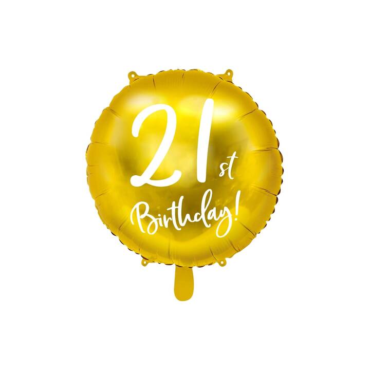 PARTYDECO Ballon en feuille 21th Birthday (450 mm, 1 pièce)