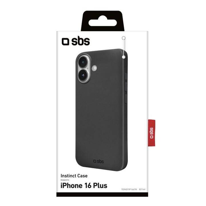 SBS Backcover Instinct (iPhone 16 Plus, Noir oxyde)