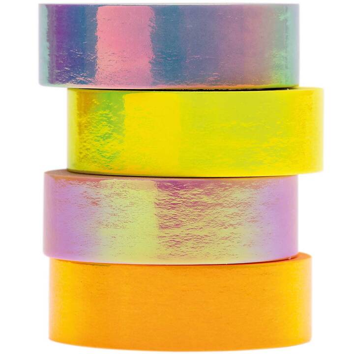 RICO DESIGN Washi Tape Set (Giallo, Arancione, Porpora, Pink, 5 m)