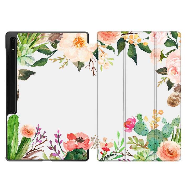 EG Housse (11", Galaxy Tab S9, Fleurs, Vert)