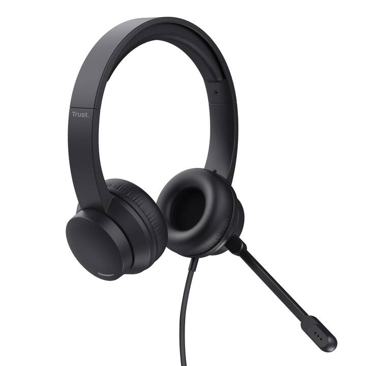 TRUST Office Headset HS-201 (On-Ear, Kabel, Schwarz)