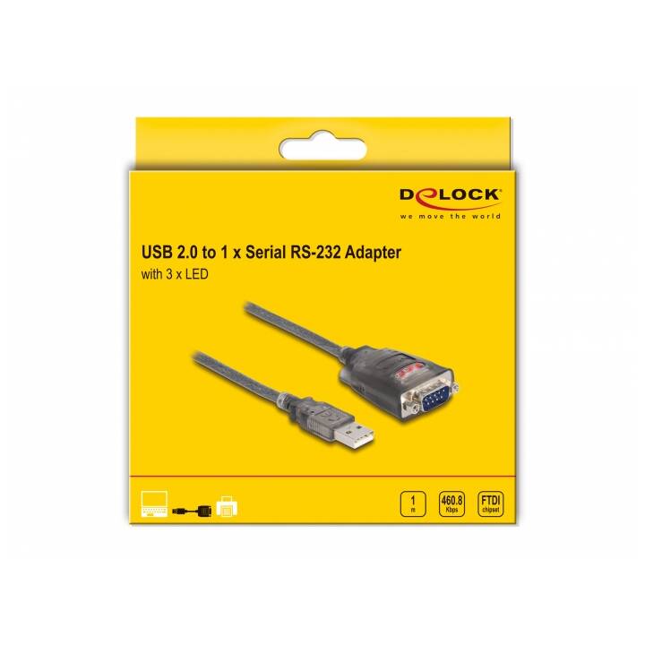 DELOCK Câble de connexion (USB 2.0 de type A, RS-232, 1 m)