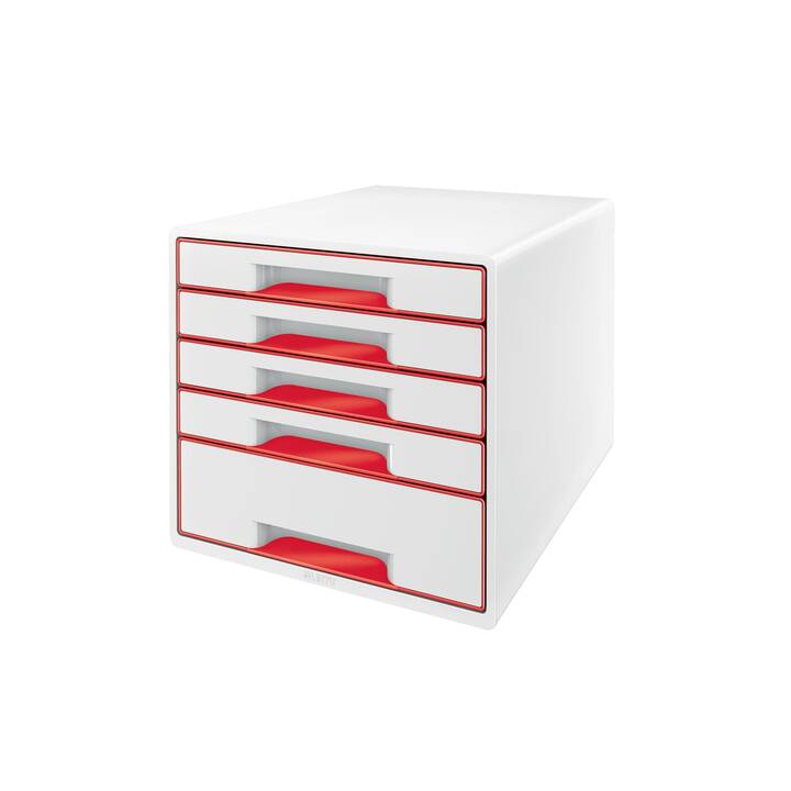LEITZ Cassettiera da scrivania (27 cm  x 27 cm  x 36.3 cm, Rosso, Bianco)