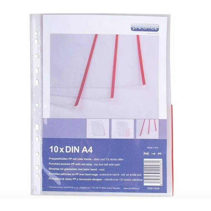 PROOFFICE Dossiers chemises (Transparent, Rouge, A4, 10 pièce)