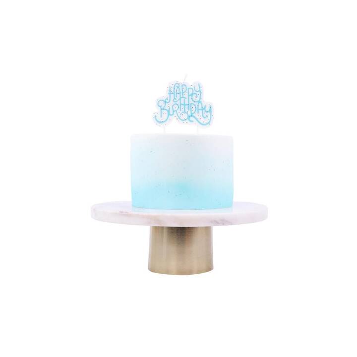 PME Candela per torta Happy Birthday (Compleanno, Blu, Bianco)