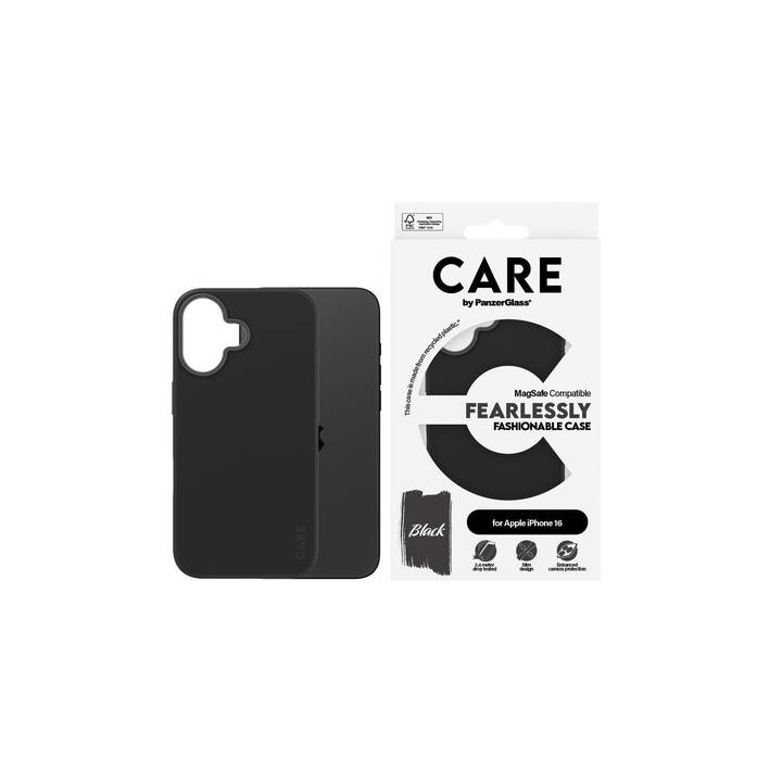 CARE Backcover MagSafe Fashion (iPhone 16, Transparent, Schwarz)