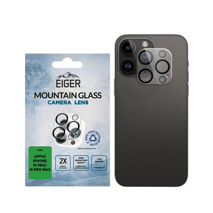 EIGER Verre de protection de l'appareil photo (iPhone 16 Pro, iPhone 16 Pro Max, 1 pièce)