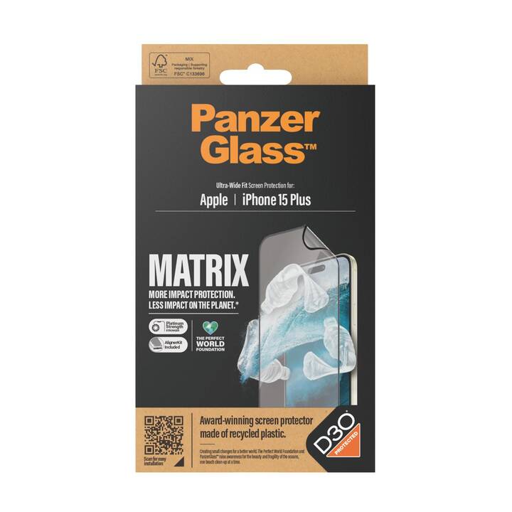 PANZERGLASS Displayschutzfolie Matrix (iPhone 15 Plus, 1 Stück)