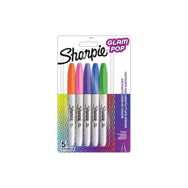 SHARPIE S-Note Filzstift (Violett, Orange, Blau, Grün, Rosa, 5 Stück)