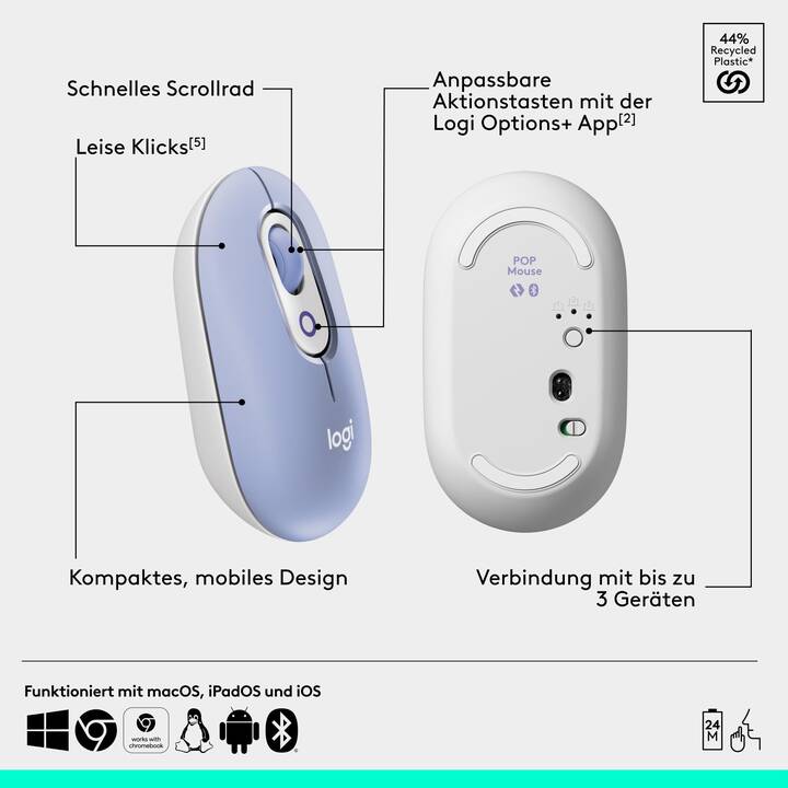 LOGITECH Pop Icon Combo (Bluetooth, Svizzera, Senza fili)