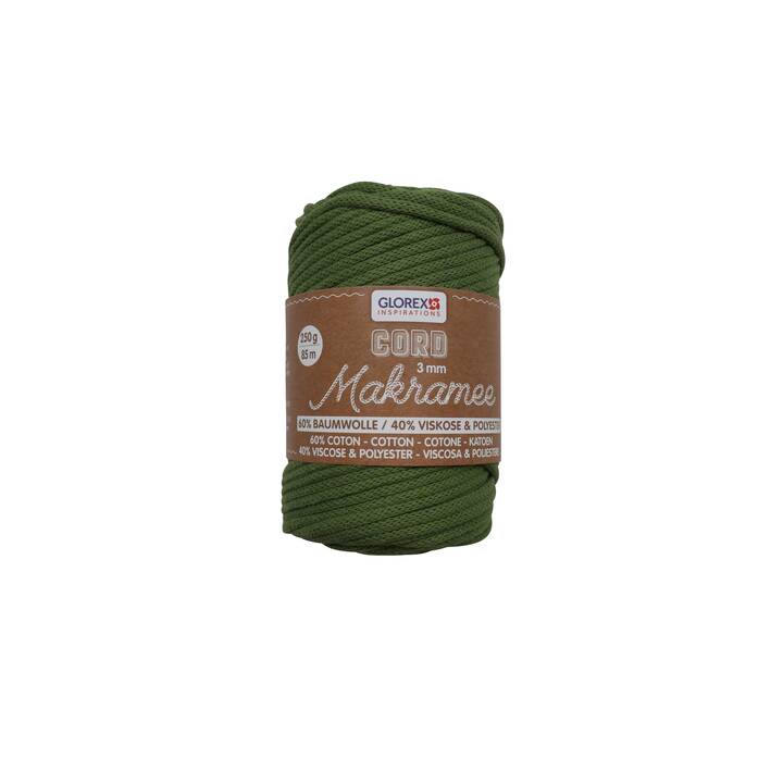 GLOREX Cordon macramé (250 g, Vert olive, Vert)