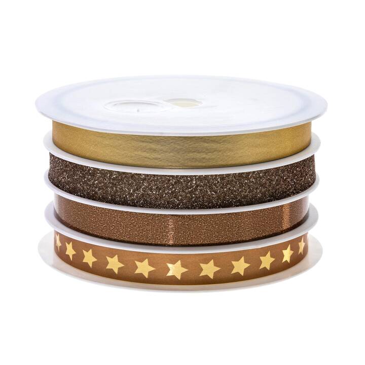 PATTBERG Nastri regalo Glitter Star (Marrone, Oro)