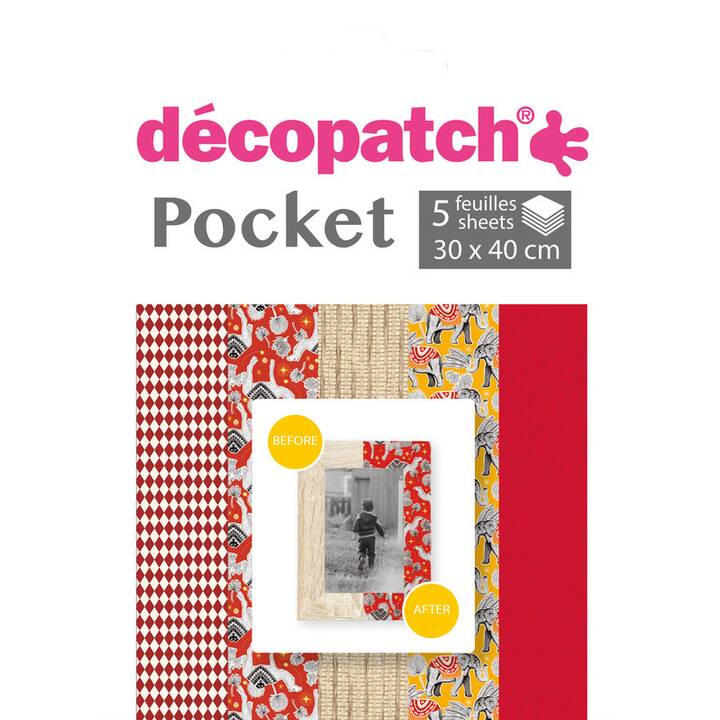 DÉCOPATCH Papier spécial Pocket (Coloris assortis, 5 pièce)