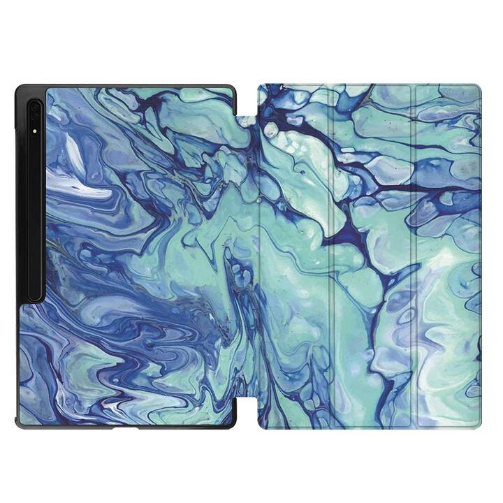 EG Housse (11", Galaxy Tab S9, Marbre, Bleu)