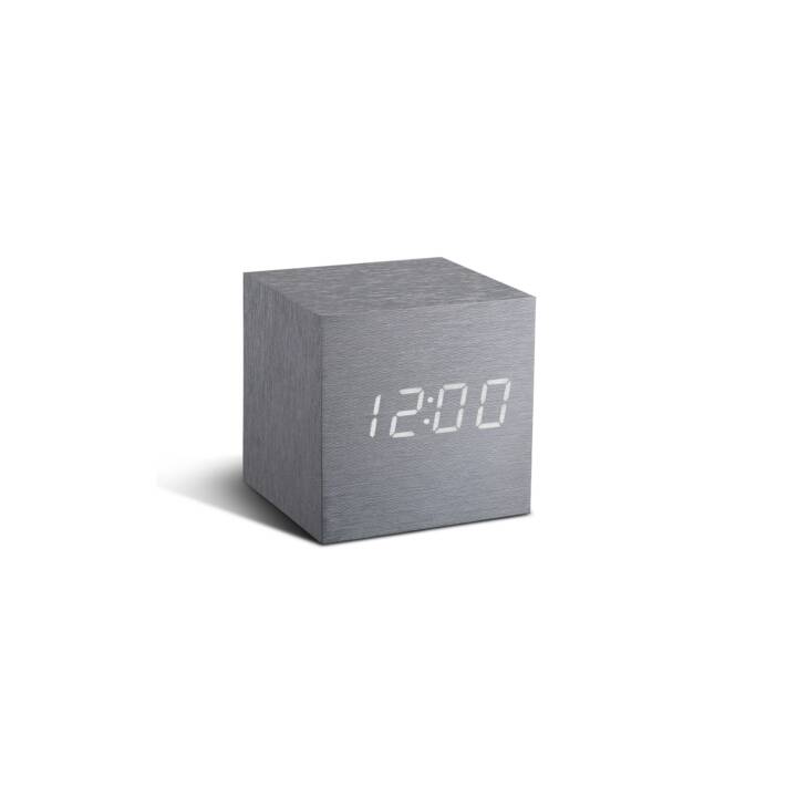 GINGKO Sveglia classica Cube (Argento)