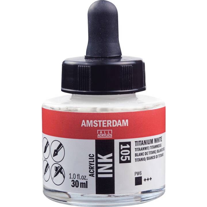 AMSTERDAM Colore acrilica Ink (30 ml, Bianco)