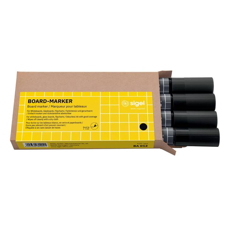 SIGEL Whiteboard Marker BA012 (Schwarz, 4 Stück)