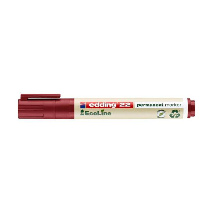 EDDING Marqueur permanent EcoLine 22 (Rouge, 1 pièce)