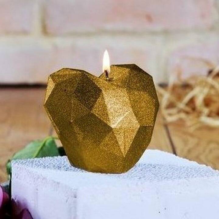 CANDELLANA Candela con motivo Origami (Amore, Oro)