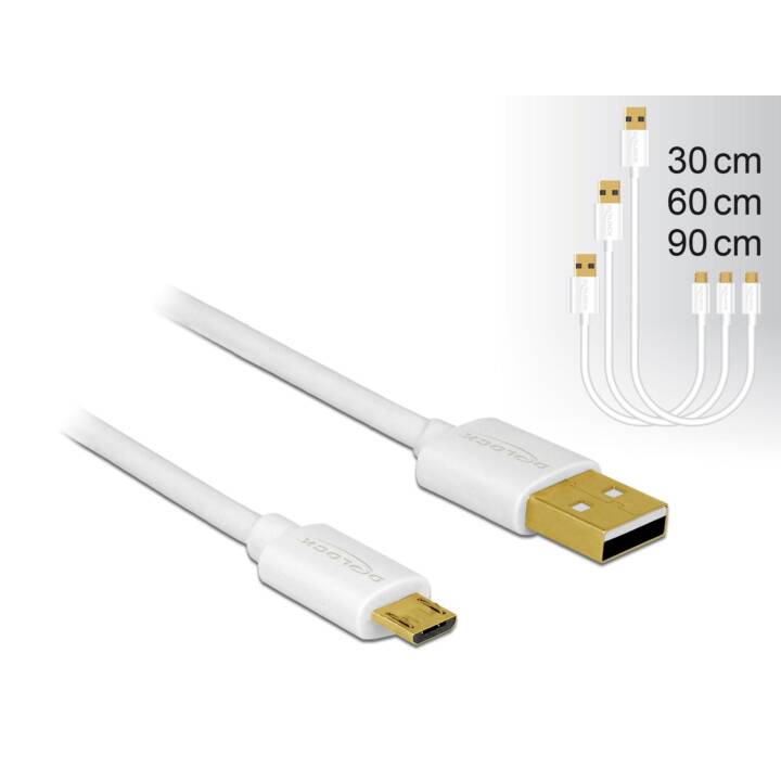 DELOCK Cavo USB (USB 2.0 di tipo A, MicroUSB 2.0 di tipo B, 0.9 m)