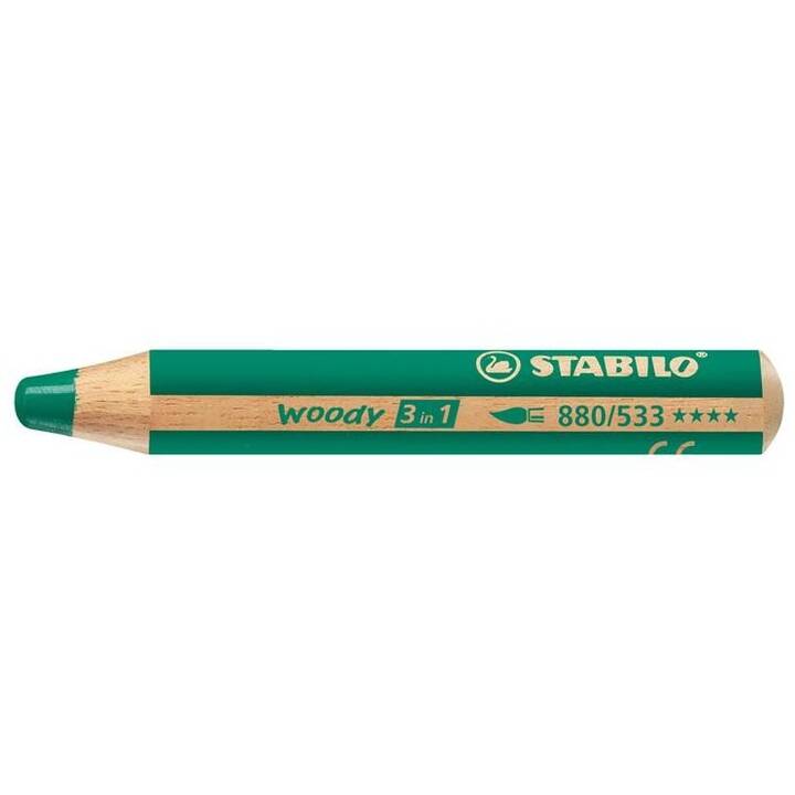 STABILO Crayons de couleur Woody 3 in 1 (Vert, 1 pièce)