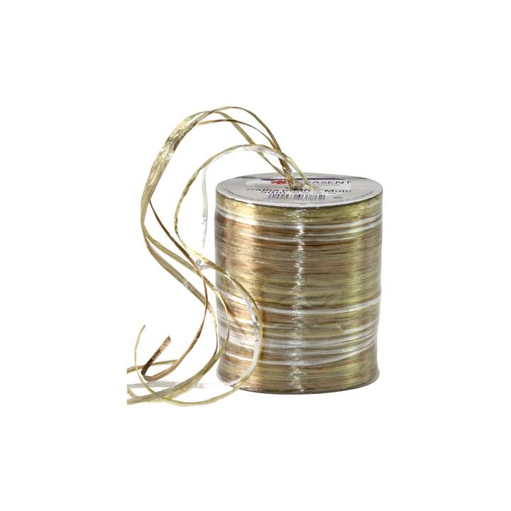 PATTBERG Geschenkband Raffia Pearl (Braun, Gold)