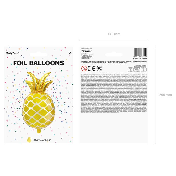 PARTYDECO Ballon en feuille Pineapple (1 pièce)