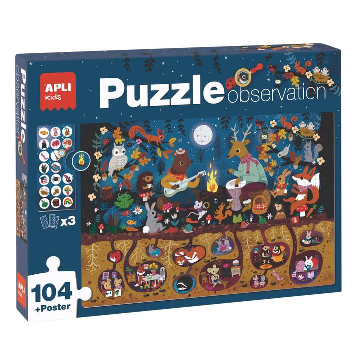 APLI KIDS Waldnacht Puzzle (104 Parts)